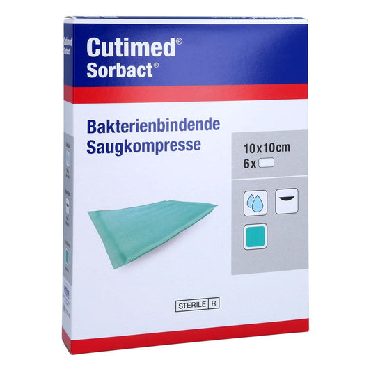 Das Produktfoto zeigt Cutimed Sorbact Saugkompressen 10x10 Cm (6 stk) PZN 12596251