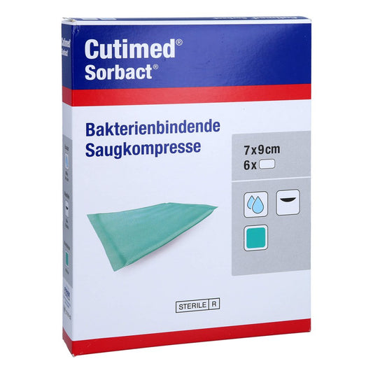 Das Produktfoto zeigt Cutimed Sorbact Saugkompressen 7x9 Cm (6 stk) PZN 12596268