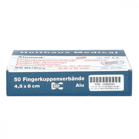 Das Produktfoto zeigt Alumed Fingerkuppenverband 4,5x8 Cm (50 stk) PZN 12603241