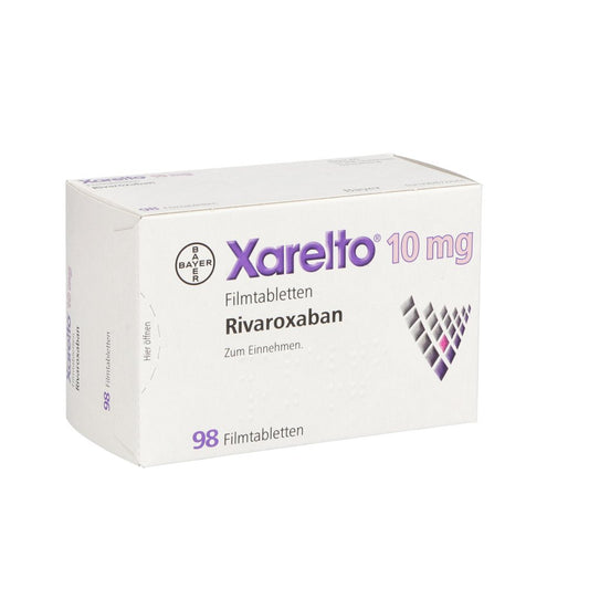 Das Produktfoto zeigt Xarelto 10 Mg Filmtabletten (98 stk) PZN 12636016