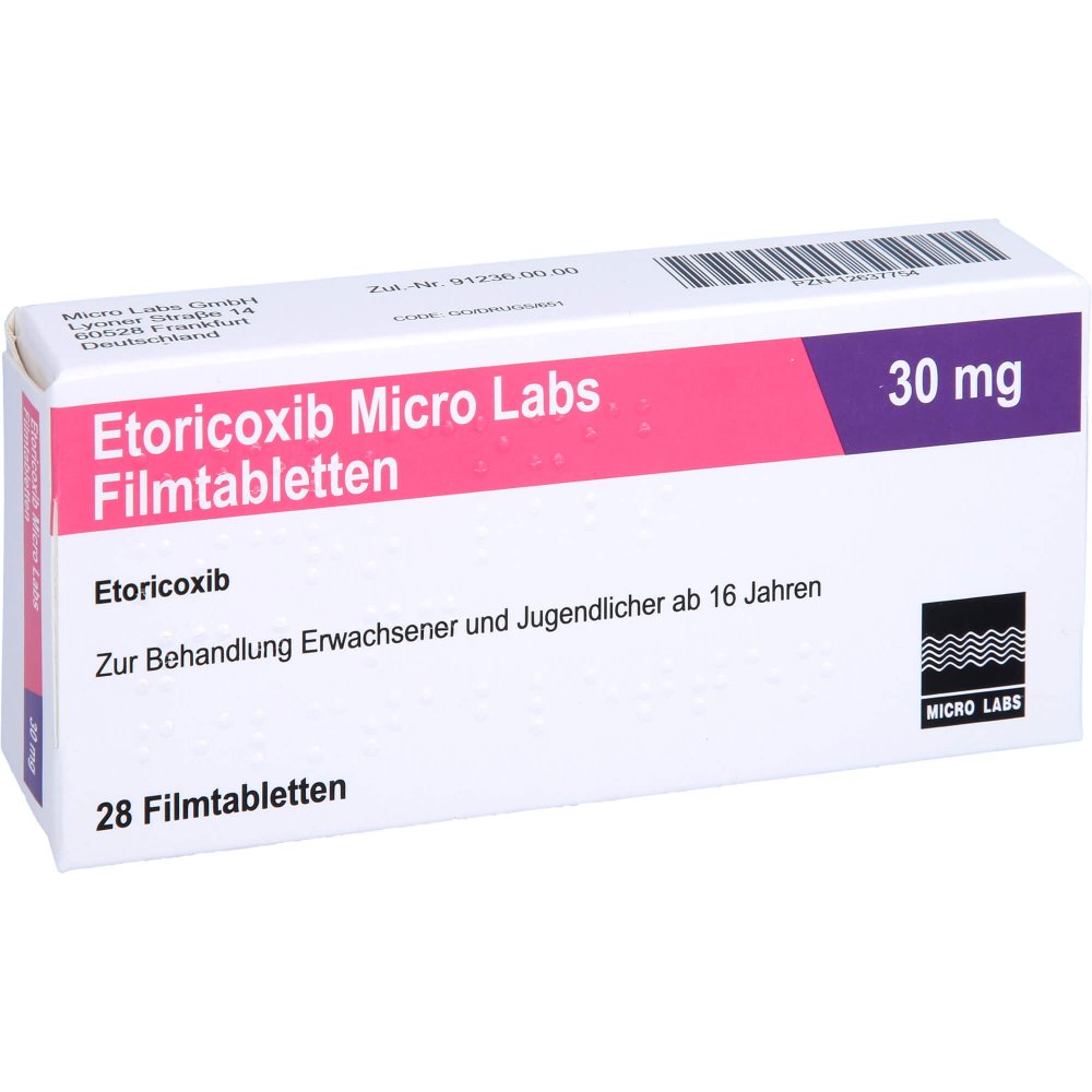 Das Produktfoto zeigt Etoricoxib Micro Labs 30 Mg Filmtabletten (28 stk) PZN 12637754
