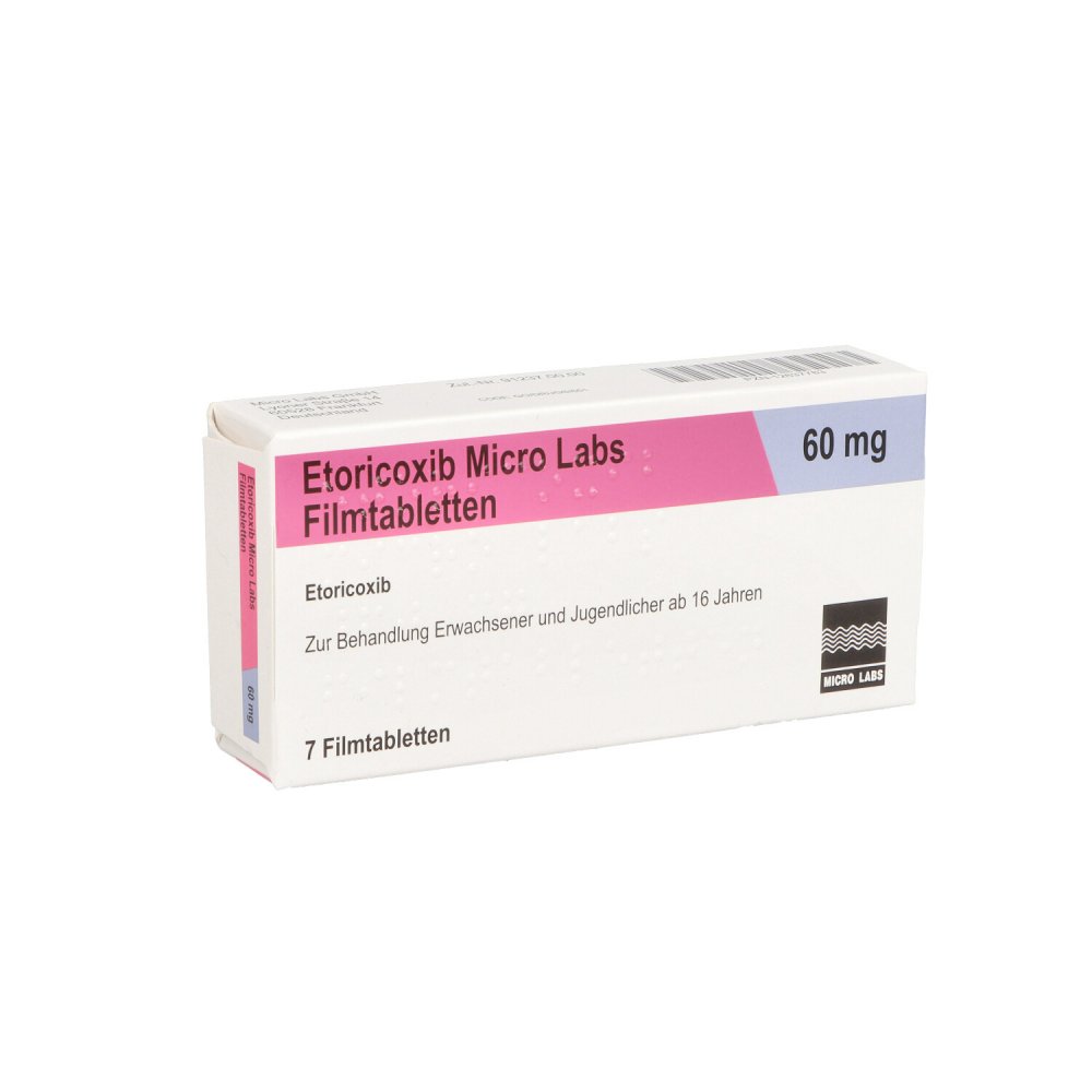 Das Produktfoto zeigt Etoricoxib Micro Labs 60 Mg Filmtabletten (7 stk) PZN 12637783