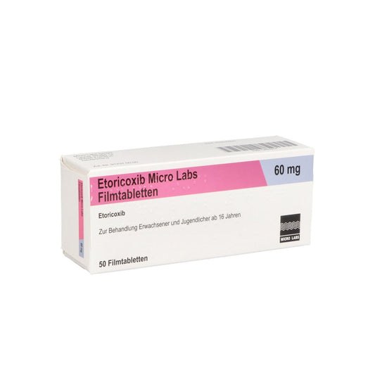 Das Produktfoto zeigt Etoricoxib Micro Labs 60 Mg Filmtabletten (50 stk) PZN 12637814