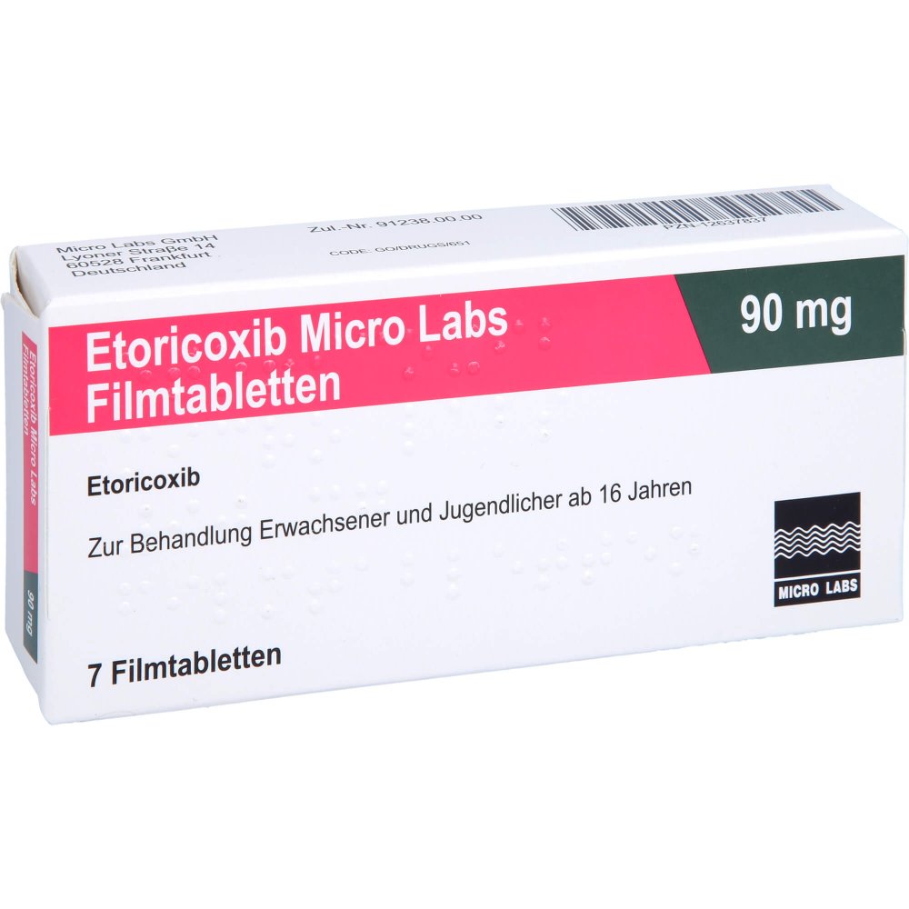 Das Produktfoto zeigt Etoricoxib Micro Labs 90 Mg Filmtabletten (7 stk) PZN 12637837