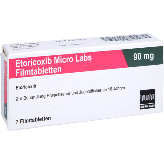 Das Produktfoto zeigt Etoricoxib Micro Labs 90 Mg Filmtabletten (7 stk) PZN 12637837