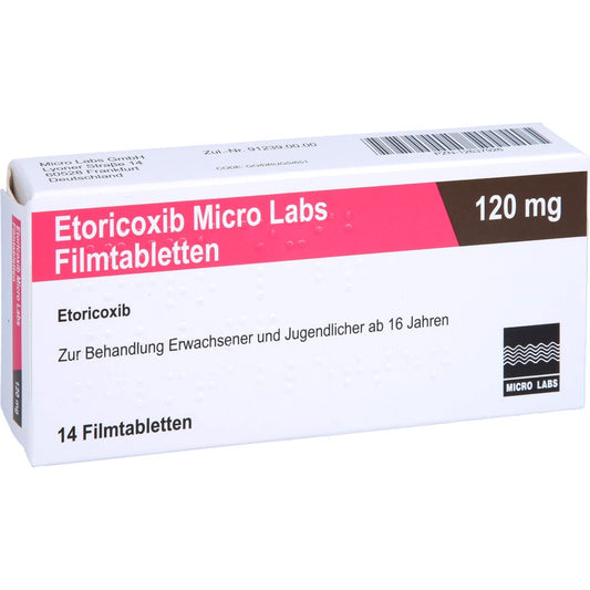 Das Produktfoto zeigt Etoricoxib Micro Labs 120 Mg Filmtabletten (14 stk) PZN 12637926