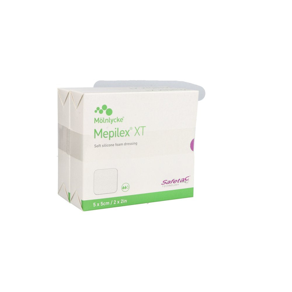 Das Produktfoto zeigt Mepilex Xt 5x5 Cm Schaumverband (10 stk) PZN 12639285