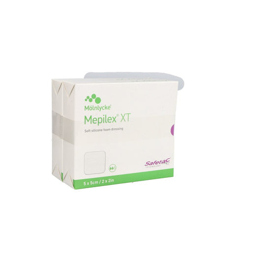 Das Produktfoto zeigt Mepilex Xt 5x5 Cm Schaumverband (10 stk) PZN 12639285