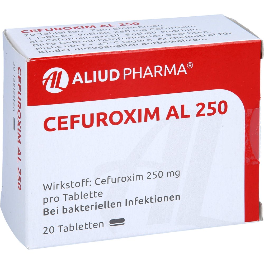 Das Produktfoto zeigt Cefuroxim Al 250 Tabletten (20 stk) PZN 12644518