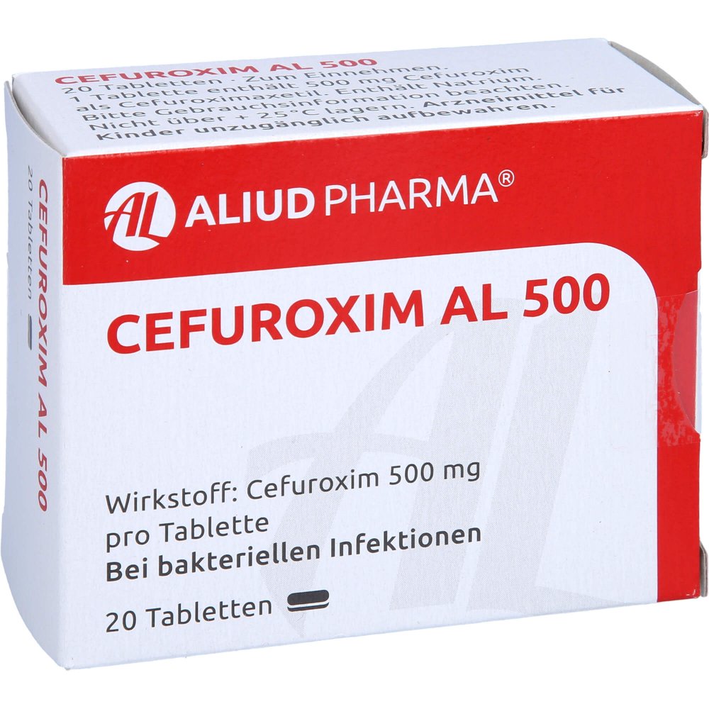 Das Produktfoto zeigt Cefuroxim Al 500 Tabletten (20 stk) PZN 12644524