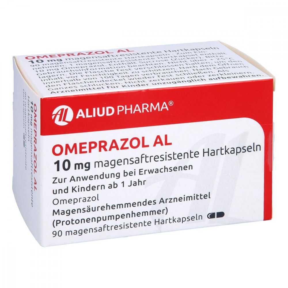 Das Produktfoto zeigt Omeprazol Al 10 Mg Magensaftresistente Hartkapseln (90 stk) PZN 12644607