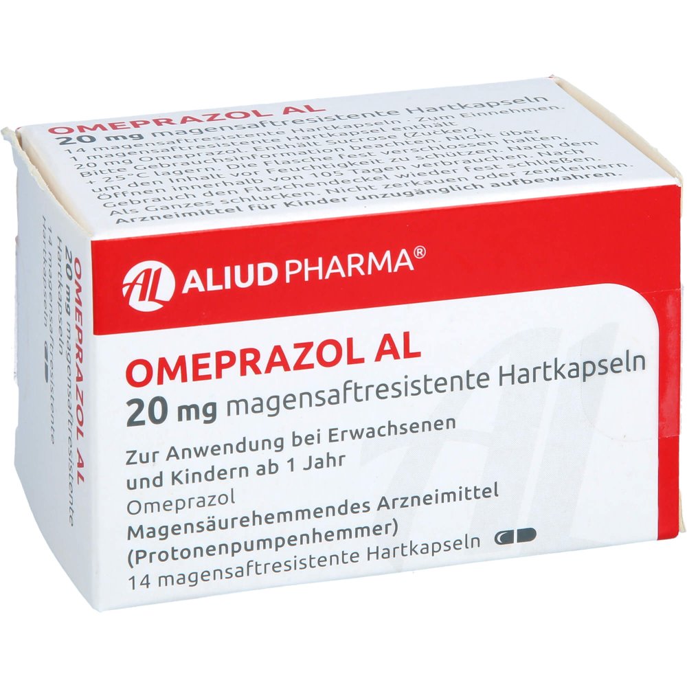Das Produktfoto zeigt Omeprazol Al 20 Mg Magensaftresistente Hartkapseln (14 stk) PZN 12644642