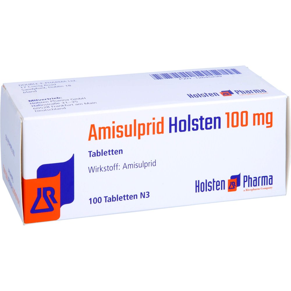 Das Produktfoto zeigt Amisulprid Holsten 100 Mg Tabletten (100 stk) PZN 12645239