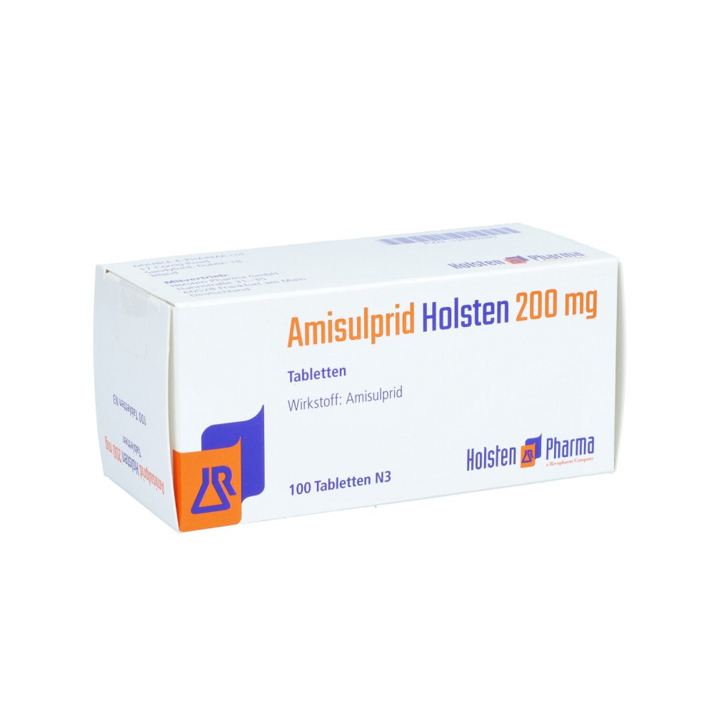 Das Produktfoto zeigt Amisulprid Holsten 200 Mg Tabletten (100 stk) PZN 12645280