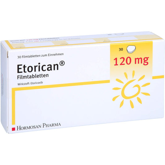 Das Produktfoto zeigt Etorican 120 Mg Filmtabletten (30 stk) PZN 12652512
