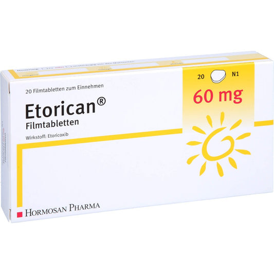 Das Produktfoto zeigt Etorican 60 Mg Filmtabletten (20 stk) PZN 12652593