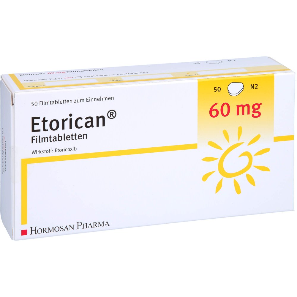 Das Produktfoto zeigt Etorican 60 Mg Filmtabletten (50 stk) PZN 12652601
