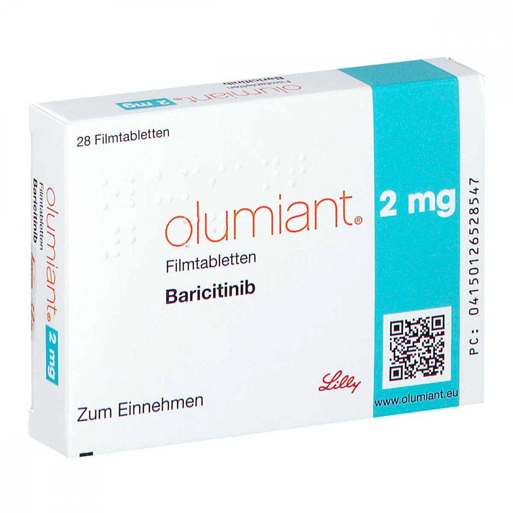 Das Produktfoto zeigt Olumiant 2 Mg Filmtabletten (28 stk) PZN 12652854