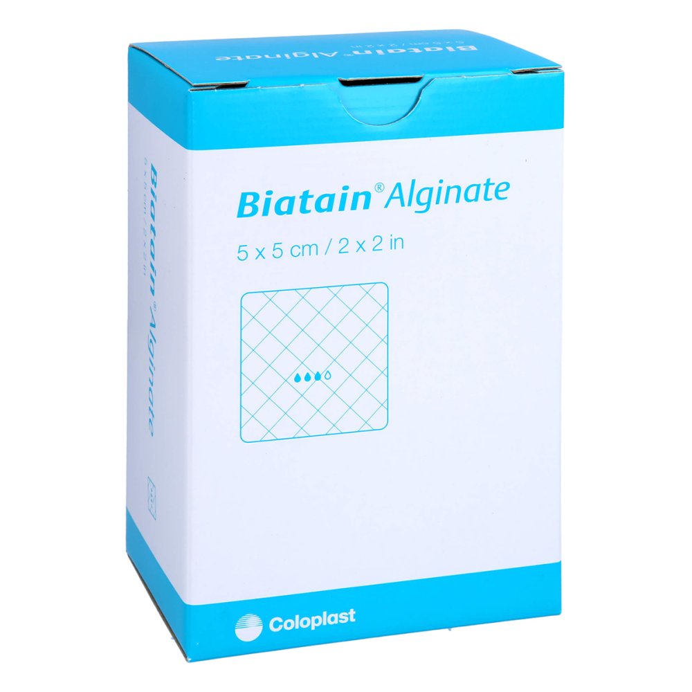 Das Produktfoto zeigt Biatain Alginate Kompressen 5x5 Cm (30 stk) PZN 12653606