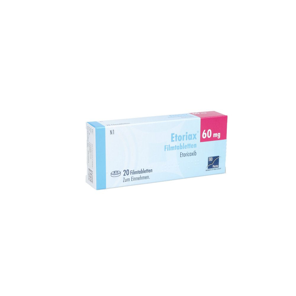 Das Produktfoto zeigt Etoriax 60 Mg Filmtabletten (20 stk) PZN 12653888