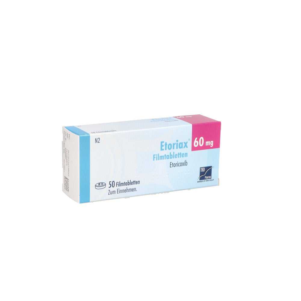 Das Produktfoto zeigt Etoriax 60 Mg Filmtabletten (50 stk) PZN 12653894