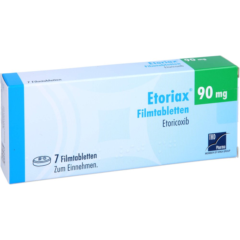 Das Produktfoto zeigt Etoriax 90 Mg Filmtabletten (7 stk) PZN 12653919