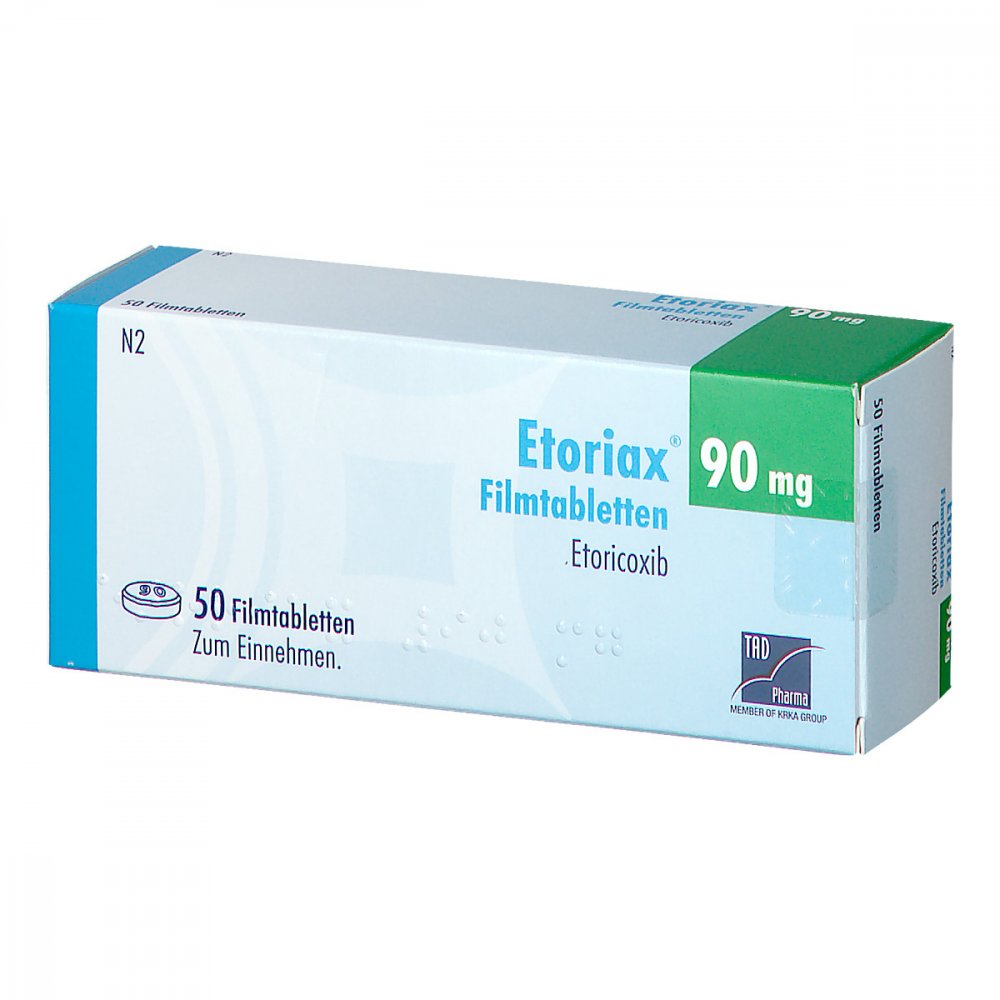Das Produktfoto zeigt Etoriax 90 Mg Filmtabletten (50 stk) PZN 12653931