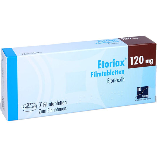 Das Produktfoto zeigt Etoriax 120 Mg Filmtabletten (7 stk) PZN 12653954