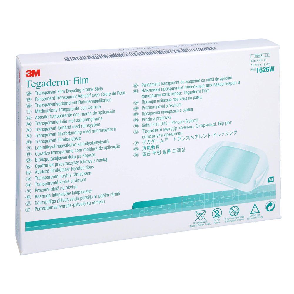 Das Produktfoto zeigt Tegaderm 3m Film 10x12 Cm 1626w (50 stk) PZN 12673098