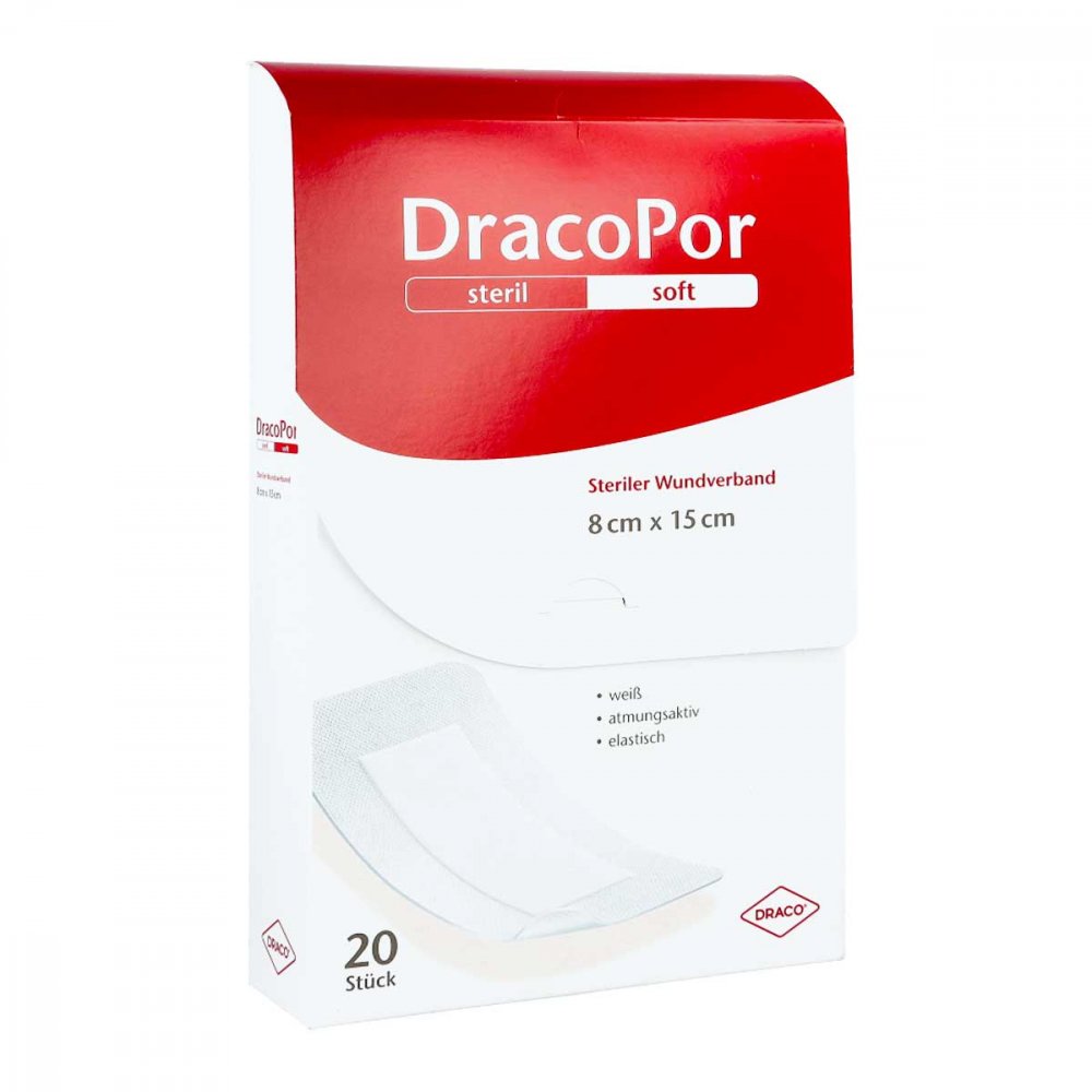 Dracopor Wundverband 8x15 Cm Steril (20 stk)
