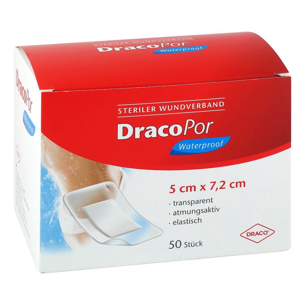 Dracopor Waterproof Wundverband 5x7,2 Cm Steril (50 stk)