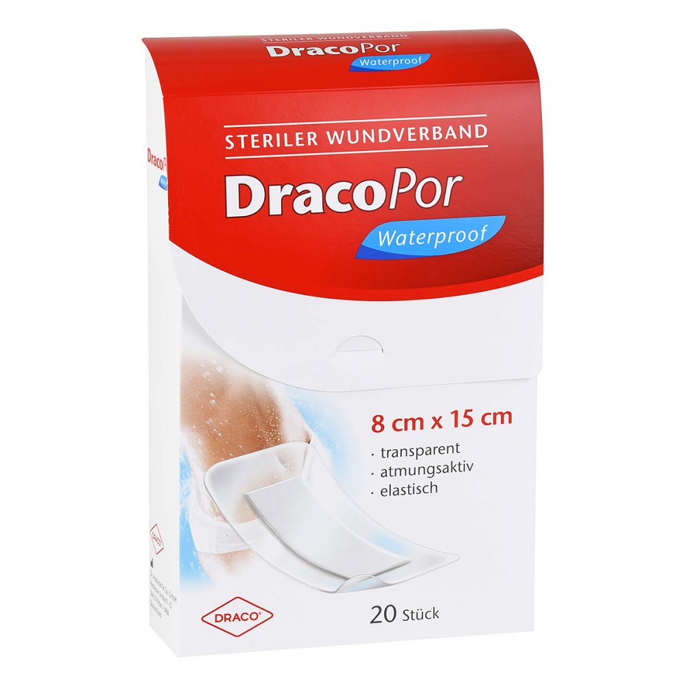 Dracopor Waterproof Wundverband 8x15 Cm Steril (20 stk)