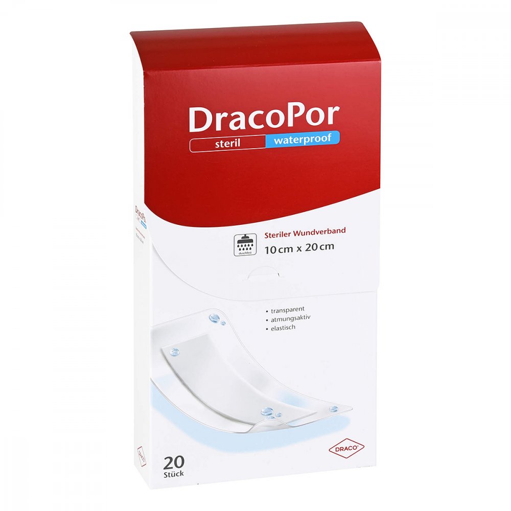 Dracopor Waterproof Wundverband 10x20 Cm Steril (20 stk)