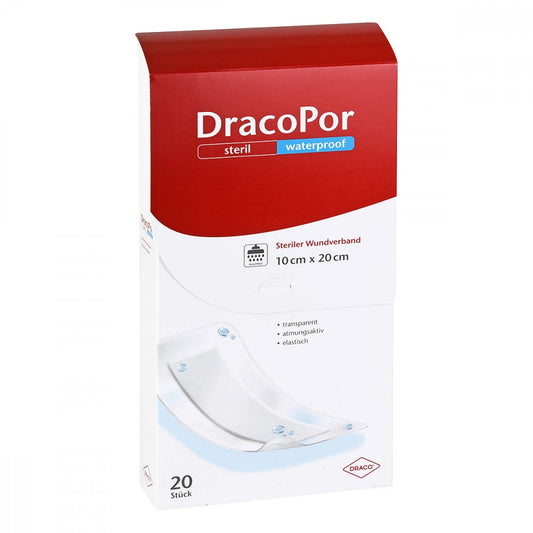 Das Produktfoto zeigt Dracopor Waterproof Wundverband 10x20 Cm Steril (20 stk) PZN 12749217