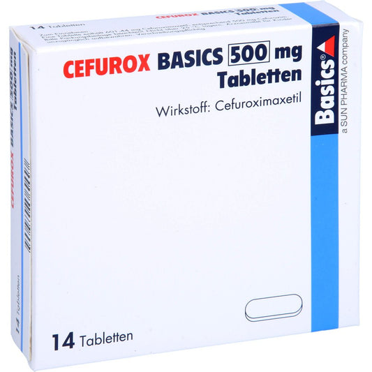 Das Produktfoto zeigt Cefurox Basics 500 Mg Tabletten (14 stk) PZN 12856002