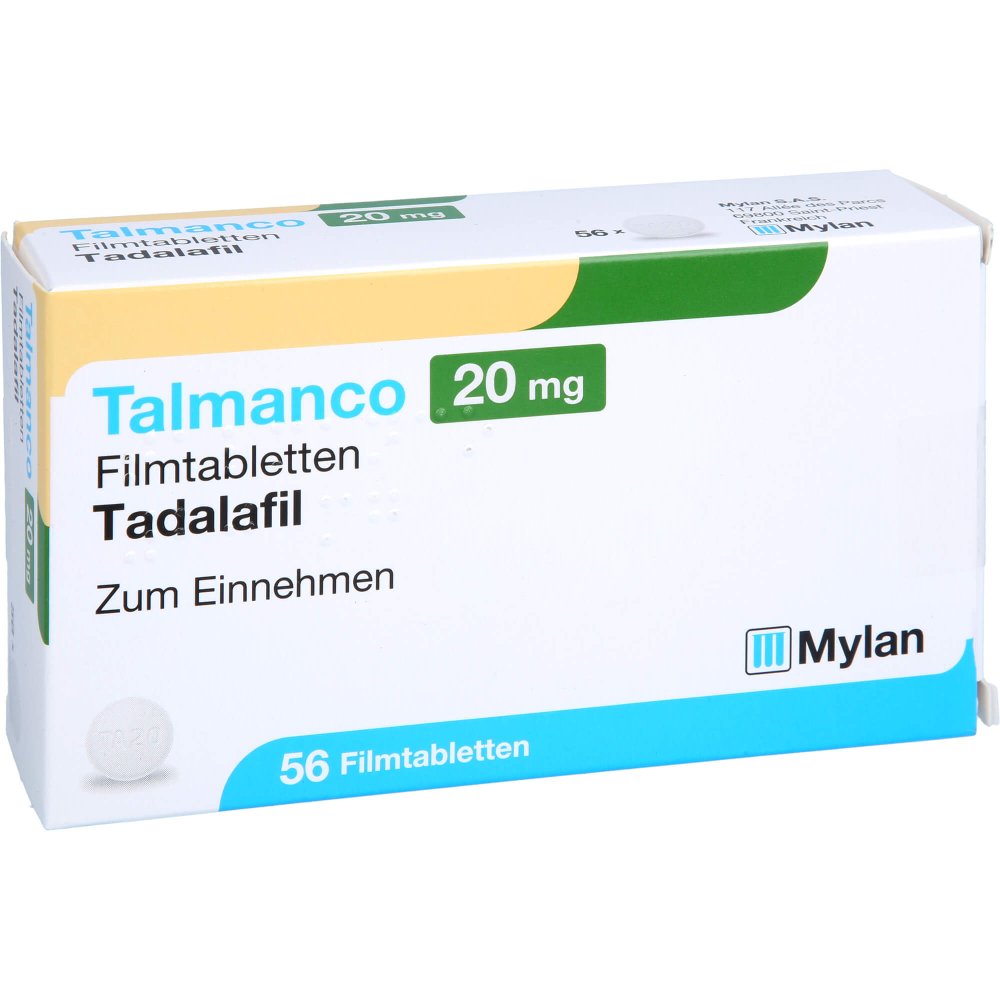 Das Produktfoto zeigt Talmanco 20 Mg Filmtabletten (56 stk) PZN 12869157