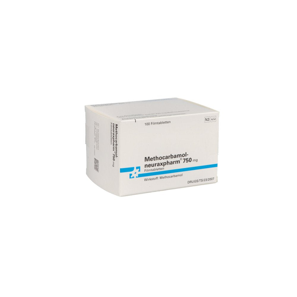 Das Produktfoto zeigt Methocarbamol-Neuraxpharm 750 Mg Filmtabletten (100 stk) PZN 12872722