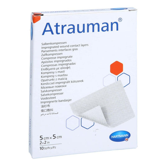 Das Produktfoto zeigt Atrauman 5x5 Cm Steril Kompressen (10 stk) PZN 12892417