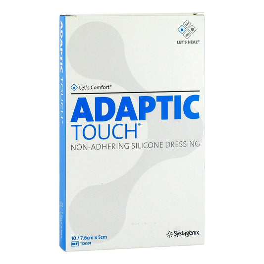 Das Produktfoto zeigt Adaptic Touch 5x7,6 Cm Nichthaft.Sil.Wundauflage (10 stk) PZN 12897047