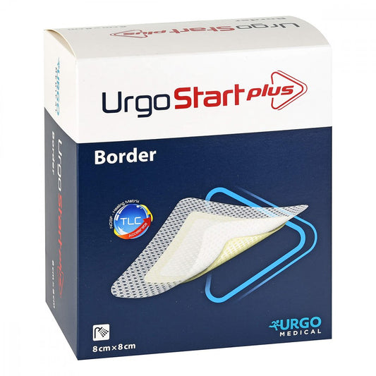 Das Produktfoto zeigt Urgostart Plus Border 8x8 Cm Wundverband (20 stk) PZN 12898897