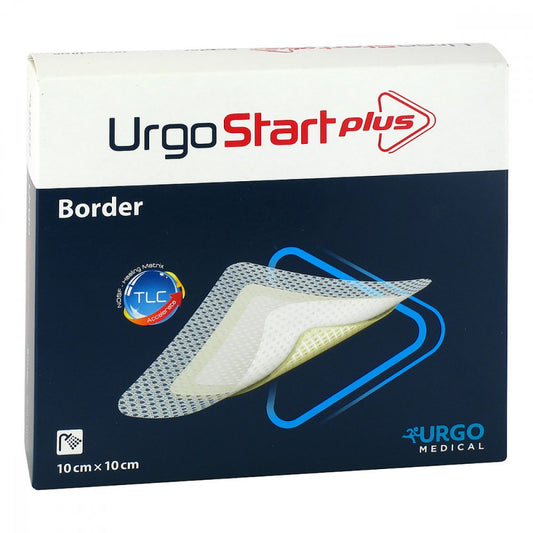 Das Produktfoto zeigt Urgostart Plus Border 10x10 Cm Wundverband (10 stk) PZN 12898905