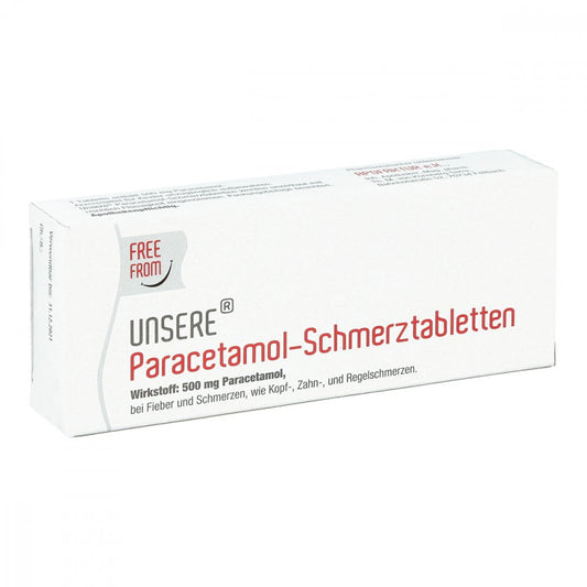 Das Produktfoto zeigt Unsere Paracetamol Schmerztabletten (20 stk) PZN 12900051