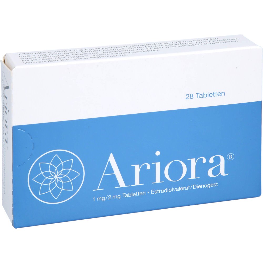 Das Produktfoto zeigt Ariora 1 Mg/2 Mg Tabletten (28 stk) PZN 12903859