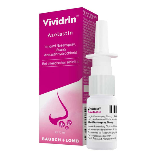 Das Produktfoto zeigt Vividrin Azelastin 1 Mg/Ml Nasenspray Lösung (10 ml) PZN 12910552