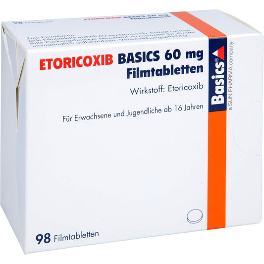 Das Produktfoto zeigt Etoricoxib Basics 60 Mg Filmtabletten (98 stk) PZN 13153248