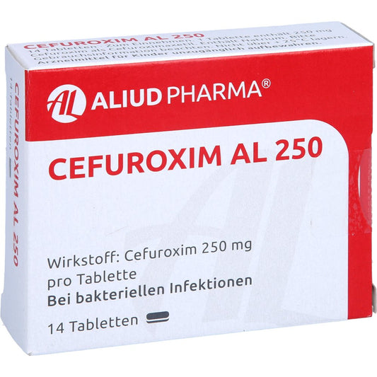 Das Produktfoto zeigt Cefuroxim Al 250 Tabletten (14 stk) PZN 13156413