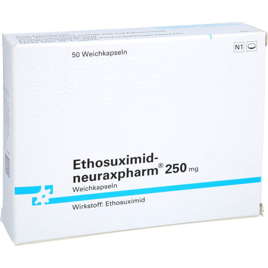 Das Produktfoto zeigt Ethosuximid-Neuraxpharm 250 Mg Weichkapseln (50 stk) PZN 13156991