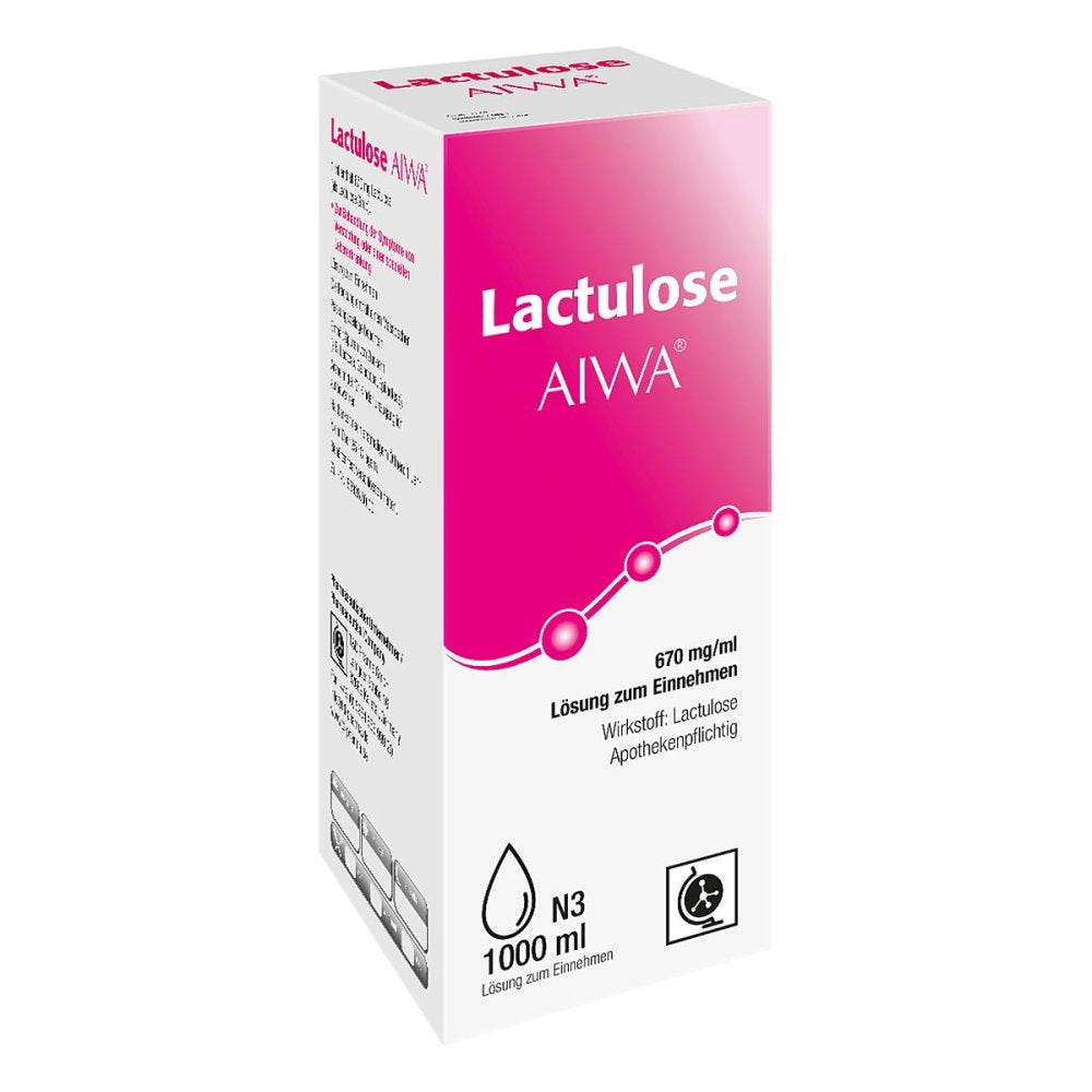 Das Produktfoto zeigt Lactulose Aiwa 670 Mg/Ml Lösung Zum Einnehmen (1000 ml) PZN 13165317
