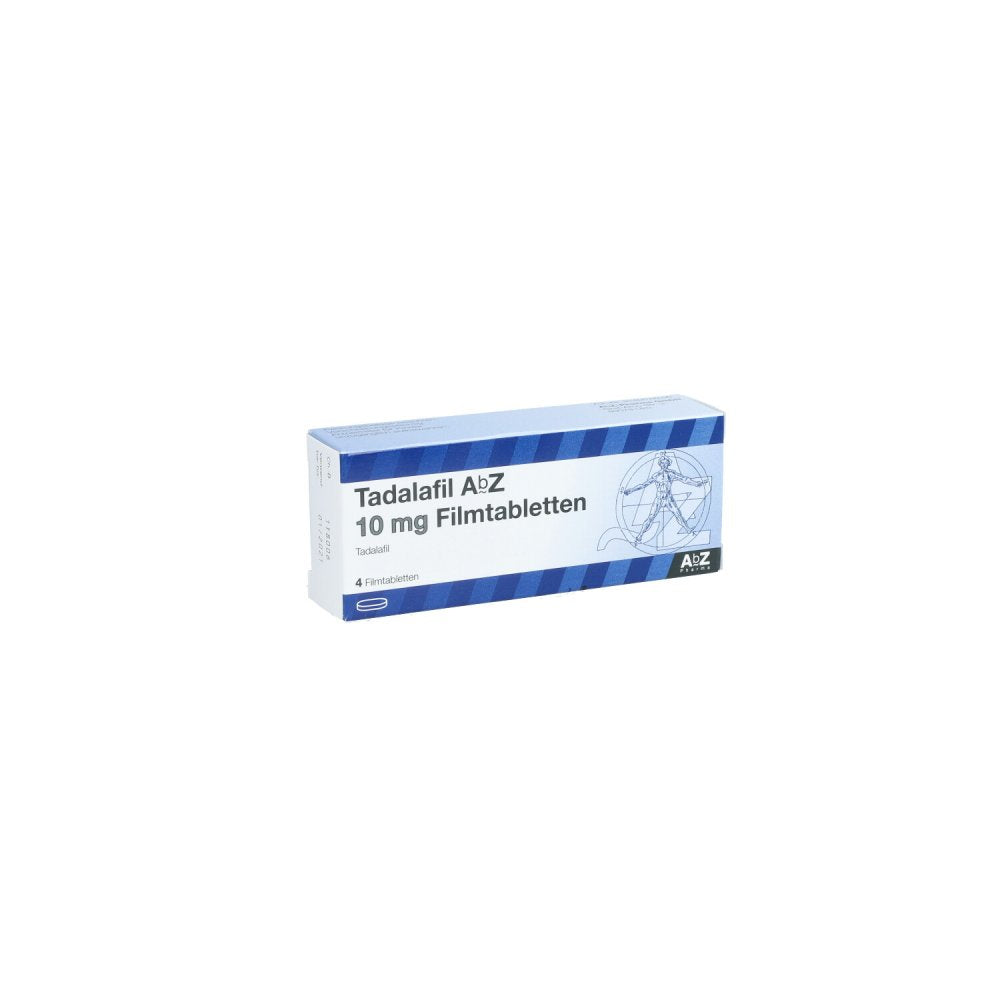 Das Produktfoto zeigt Tadalafil Abz 10 Mg Filmtabletten (4 stk) PZN 13168801