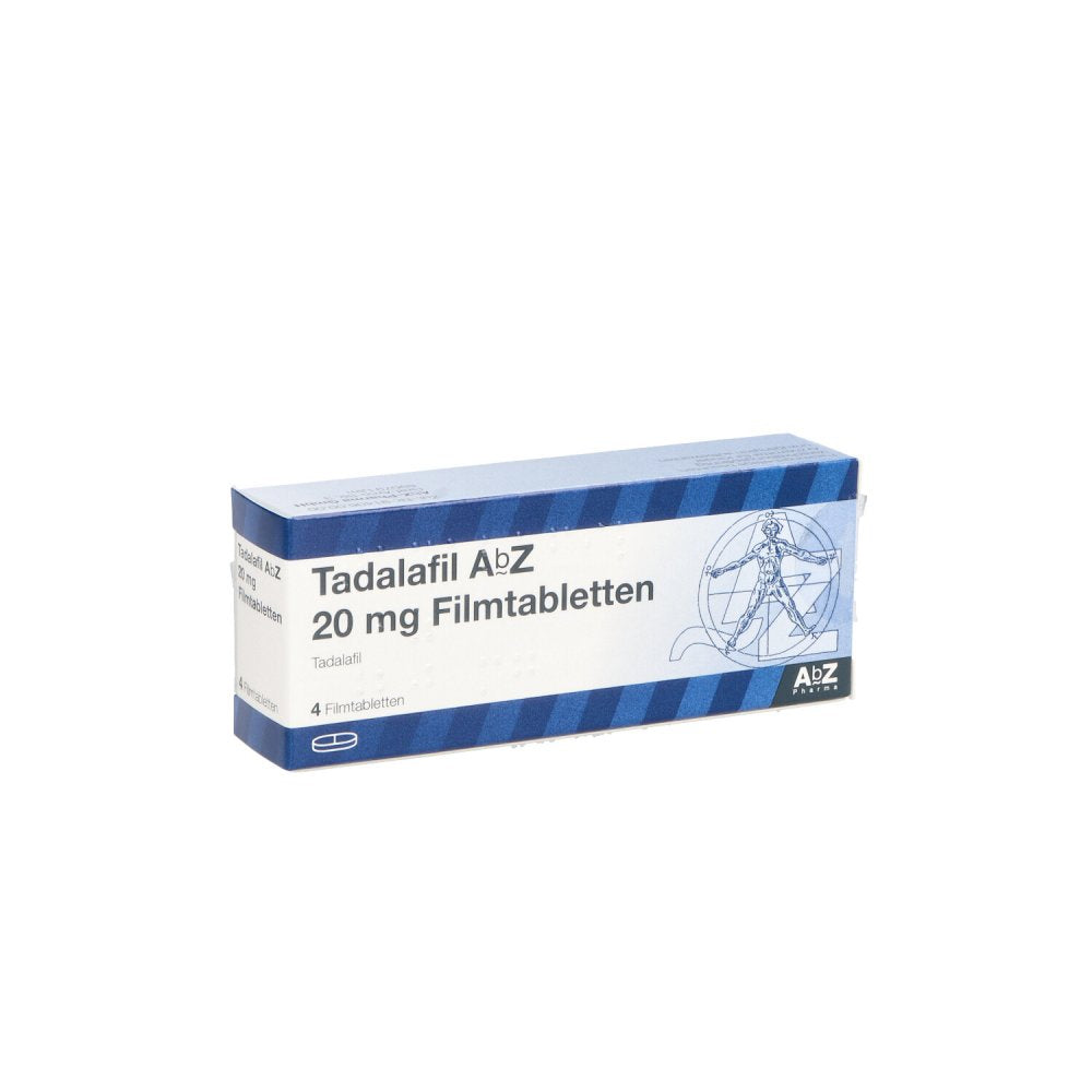 Das Produktfoto zeigt Tadalafil Abz 20 Mg Filmtabletten (4 stk) PZN 13168818
